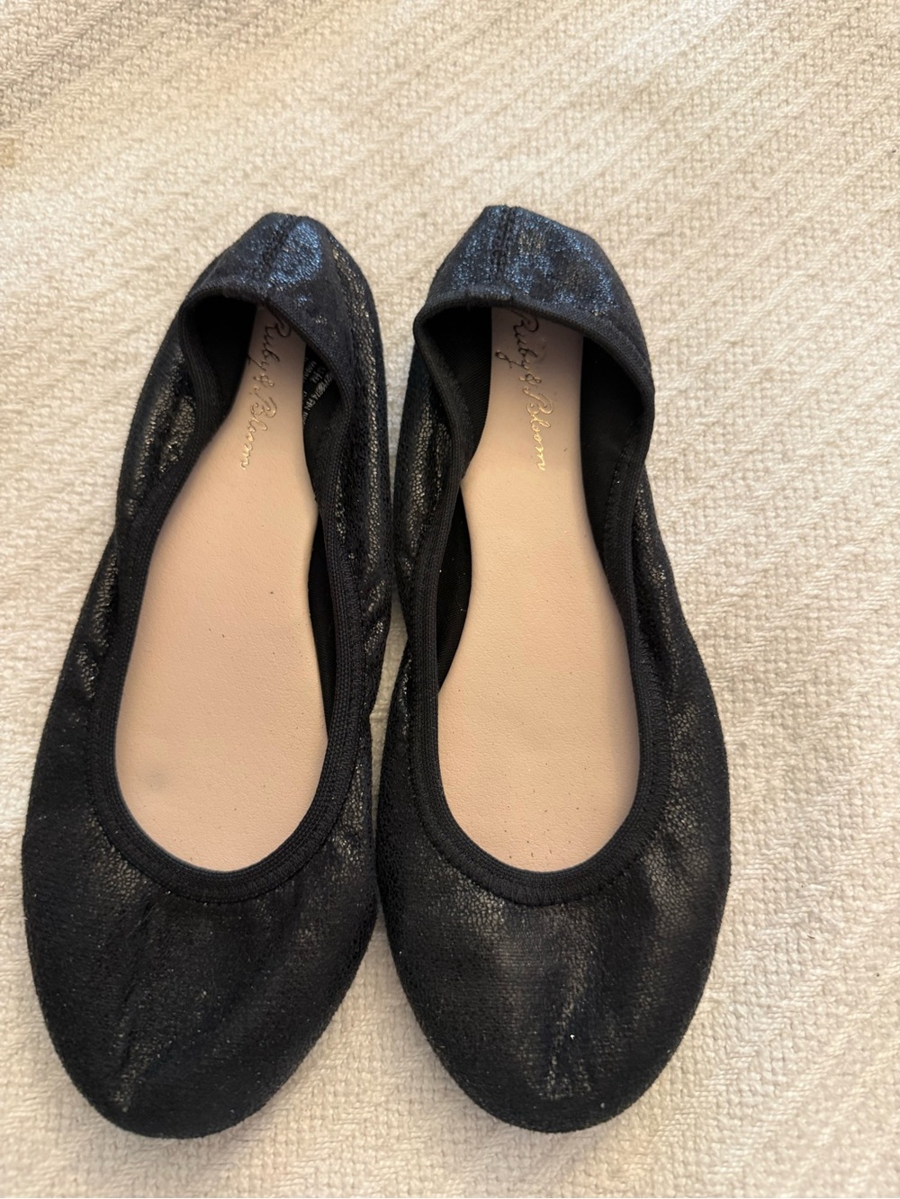 ruby & bloom Black Shimmery Ballet Flats